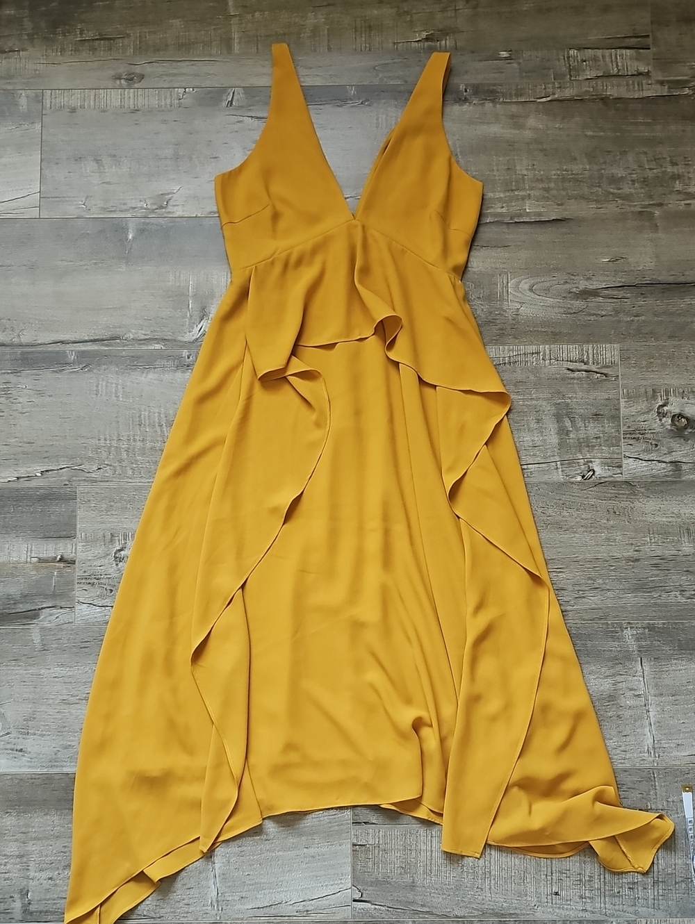 Adelyn Rae - Mustard Yellow Ruffle V-Neck Women's Dress - Size XS